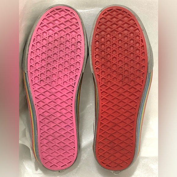 Vans Silver Red Sneakers with Rainbow Elastic Bands - Picture 10 of 10